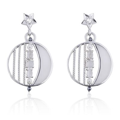 Earring 'Moon' sterling silver with moonstone