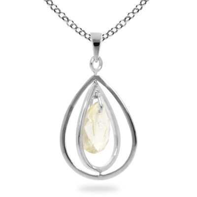 Pendentif 'Goutte' Doré Rutile, plaqué rhodium