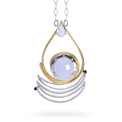 'Health' Pendant Sterling Silver & Blue Chalcedony