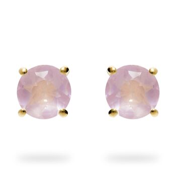 Boucles d'oreilles "Cercle" quartz rose, plaqué or rose