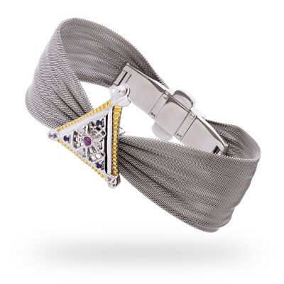 Filigree butterfly bracelet 'Jupiter' sterling silver with ruby