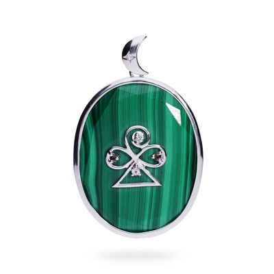 'Trust' pendant in sterling silver with malachite