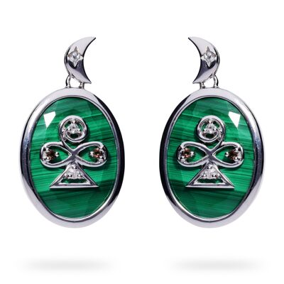 Boucles d'oreilles 'Trust' en argent sterling avec malachite