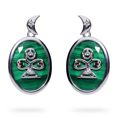 Earrings 'Trust' sterling silver with malachite