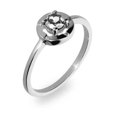 Iconic ring 925 silver with white topaz, rhodium plated