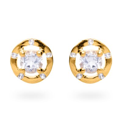 Iconic earrings 925 silver with white topaz, yellow gold plated