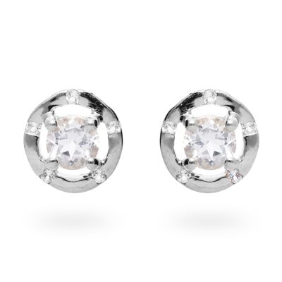 Iconic earrings 925 silver with white topaz, rhodium plated