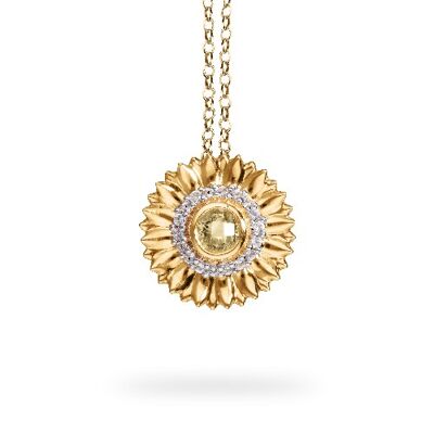 Fine pendant 'Sun' gold plated with citrine