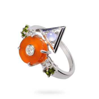 Bague 'Vigilance' en argent sterling avec agate brune