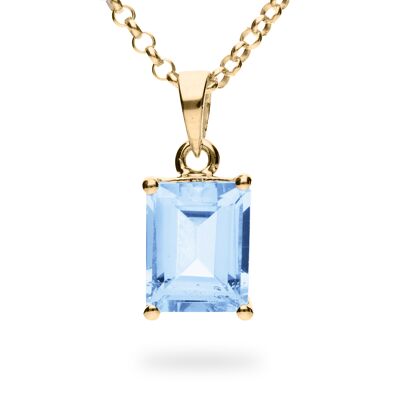 Pendant "Rectangle" blue topaz, yellow gold plated