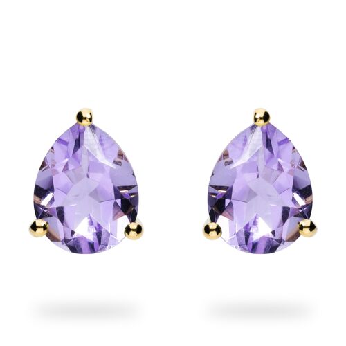 Ohrringe "Drop" Amethyst, gelbgold plattiert