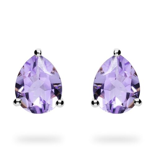 Ohrringe "Drop" Amethyst, rhodiniert