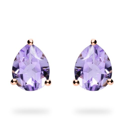 Ohrringe "Drop" Amethyst, rotgold plattiert