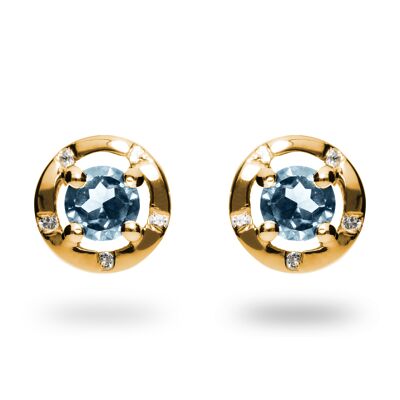 Iconic 925 silver earrings with blue topaz, yellow gold plated