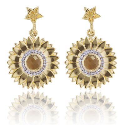 Earrings 'Sun' Gold plated with citrine