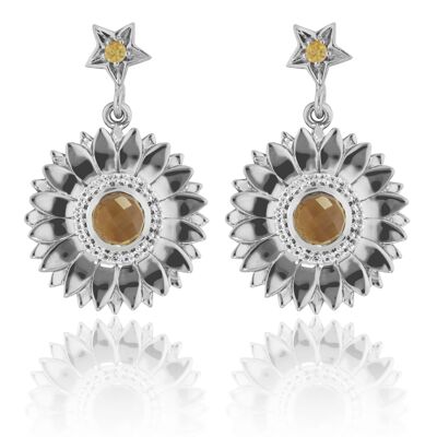 Boucles d'oreilles 'Soleil' en argent sterling avec citrine