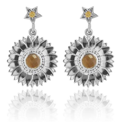 Earrings 'Sun' sterling silver with citrine