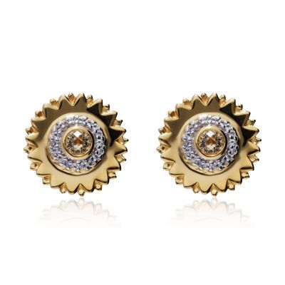 Ear studs 'Sun' gold plated with citrine