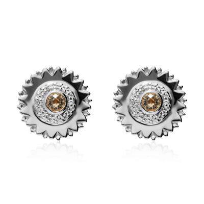 Ear studs 'Sun' sterling silver with citrine