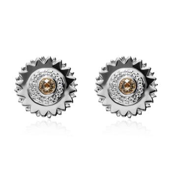 Clous d'oreilles 'Soleil' en argent sterling avec citrine 1