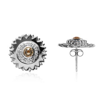 Clous d'oreilles 'Soleil' en argent sterling avec citrine 2