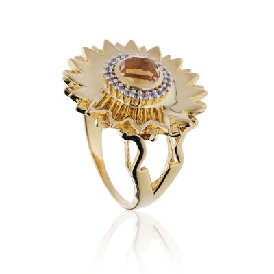 Ring 'Sun' Gold plated with citrine