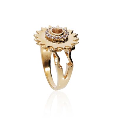 Filigree ring 'Sun' gold plated with citrine
