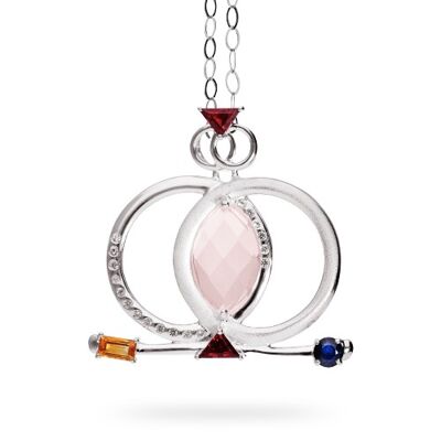 Sterling silver give and take pendant with garnet