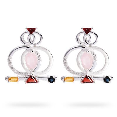 Sterling silver give and take earrings with garnet