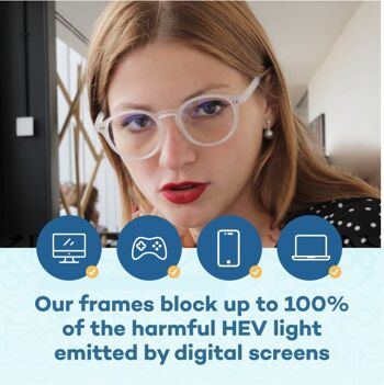 Foxmans Blue Light Blocking Computer Glasses - The Lennon Everyday Lens (crystal frame) Hommes et femmes Cadres élégants 2