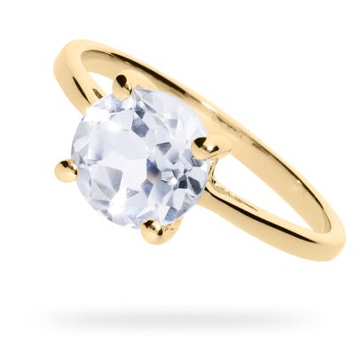 Ring "Circle" white topaz, yellow gold plated