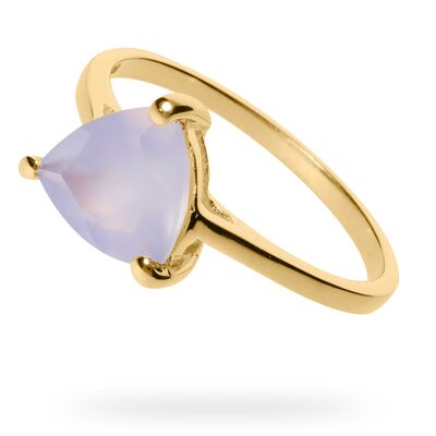 Ring "Triangle" chalcedony, yellow gold plated