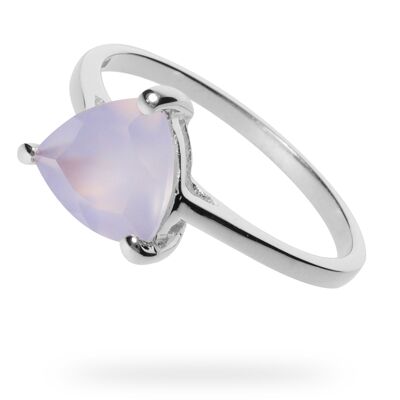 Ring "Triangle" chalcedony, rhodium-plated