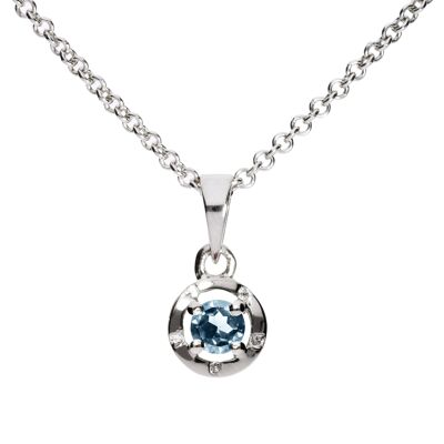 Iconic 925 silver pendant with blue topaz, rhodium plated
