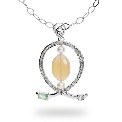Pendant 'Mysticism of Woman' sterling silver with peach moonstone