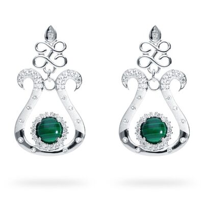 Earrings 'Devotion' sterling silver with malachite