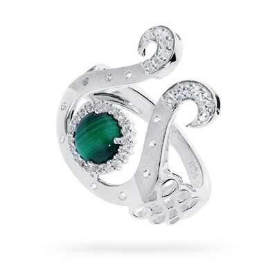 Ring 'Devotion' sterling silver with malachite