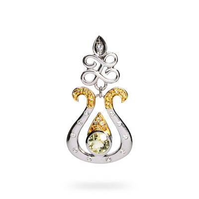 Filigree pendant 'charity' sterling silver with lemon quartz