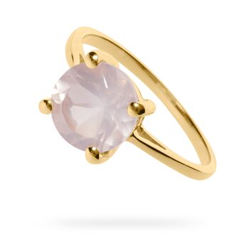 Bague "Cercle" quartz rose, plaqué or jaune