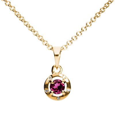 Iconic 925 silver pendant with rhodolite, yellow gold plated