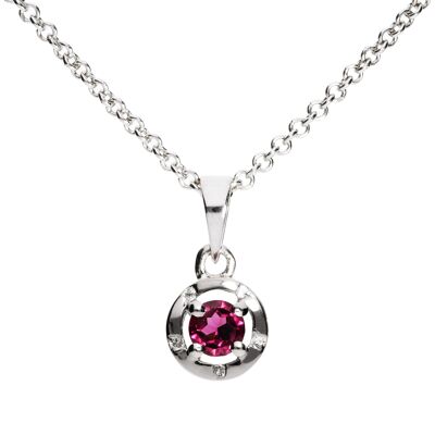 Iconic pendant 925 silver with rhodolite, rhodium-plated