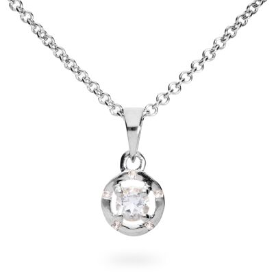 Iconic pendant 925 silver with white topaz, rhodium plated