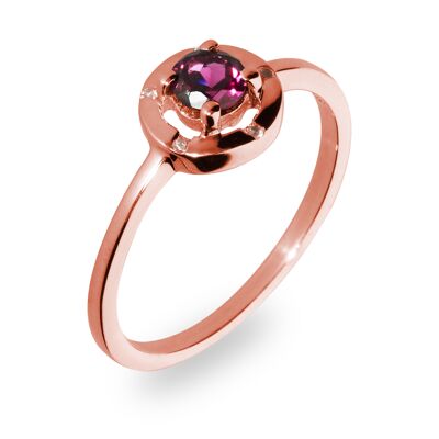 conical ring 925 silver with rhodolite, rose gold plated