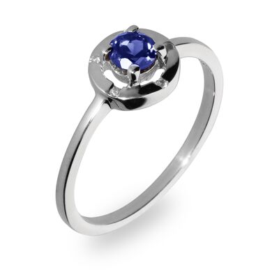 Iconic ring 925 silver with tanzanite, rhodium plated