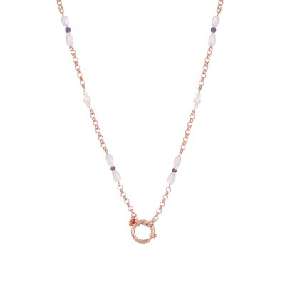 Gemstone necklace 'Venus' rose with rose quartz