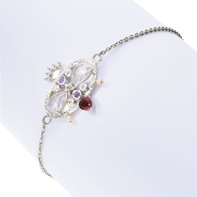 Bracelet 'Vénus' en argent sterling avec quartz rose
