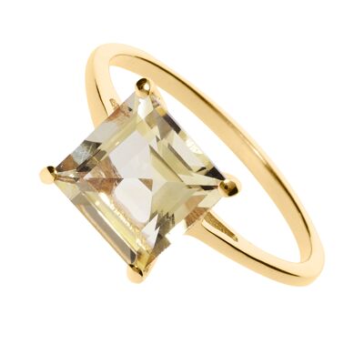 Ring "Square" citrine, yellow gold plated
