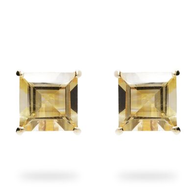 Earrings "Square" citrine, yellow gold plated