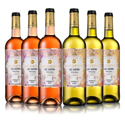 3 Les Jardins BIO Bordeaux Rosé + 3 Les Jardins BIO Bordeaux Blanc (caisse de 6btl x75cl)