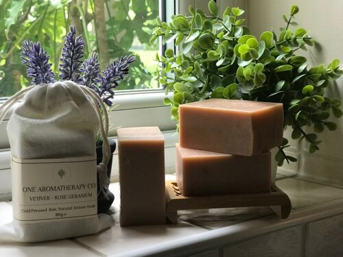 Vetiver & Rose Geranium Vegan Soap | One Aromatherapy Co.